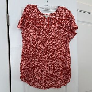 Pale Sky Red Patterned Blouse